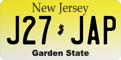 NJ license plate J27JAP