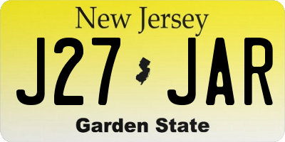 NJ license plate J27JAR