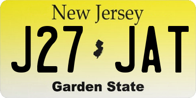 NJ license plate J27JAT