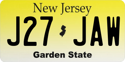 NJ license plate J27JAW