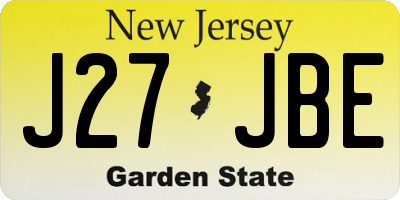 NJ license plate J27JBE