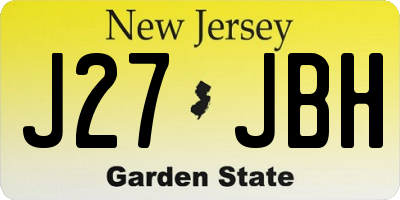 NJ license plate J27JBH