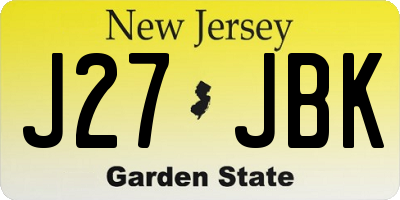 NJ license plate J27JBK