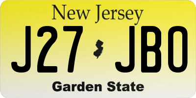 NJ license plate J27JBO