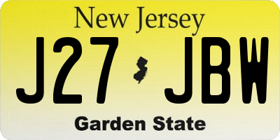 NJ license plate J27JBW