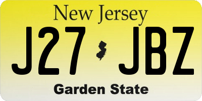 NJ license plate J27JBZ
