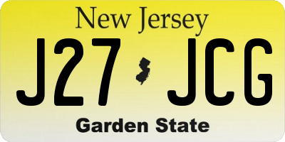 NJ license plate J27JCG