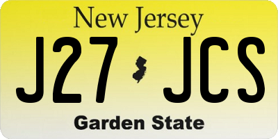 NJ license plate J27JCS