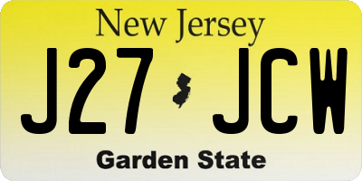 NJ license plate J27JCW