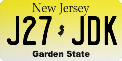 NJ license plate J27JDK