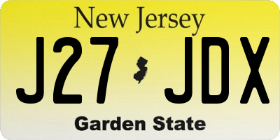 NJ license plate J27JDX