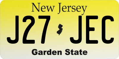 NJ license plate J27JEC