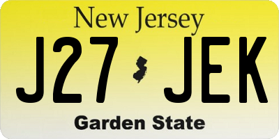 NJ license plate J27JEK