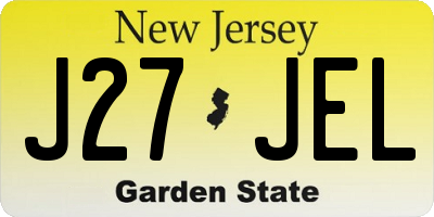 NJ license plate J27JEL