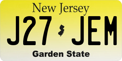 NJ license plate J27JEM