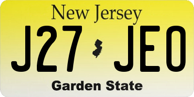 NJ license plate J27JEO