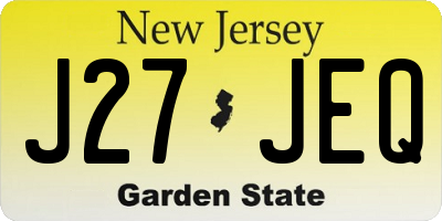 NJ license plate J27JEQ