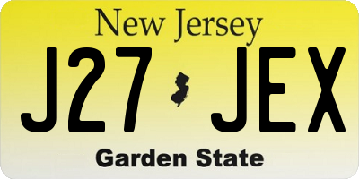 NJ license plate J27JEX