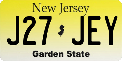 NJ license plate J27JEY