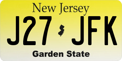 NJ license plate J27JFK
