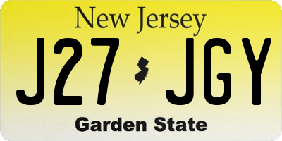 NJ license plate J27JGY
