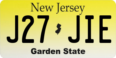 NJ license plate J27JIE