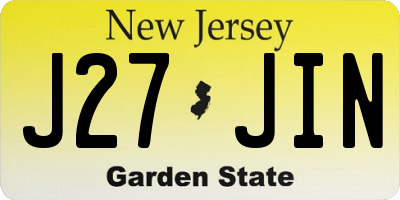 NJ license plate J27JIN
