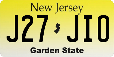 NJ license plate J27JIO