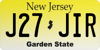 NJ license plate J27JIR