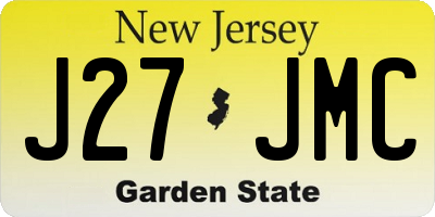 NJ license plate J27JMC