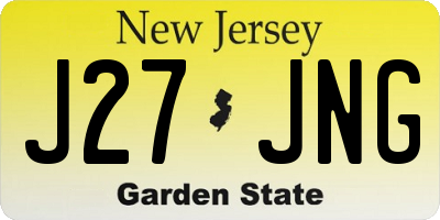NJ license plate J27JNG
