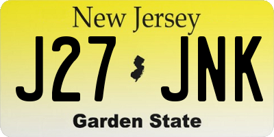 NJ license plate J27JNK