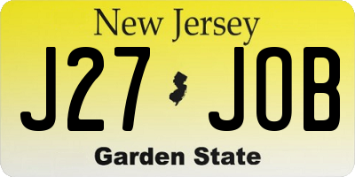 NJ license plate J27JOB