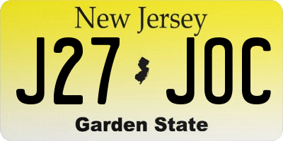 NJ license plate J27JOC