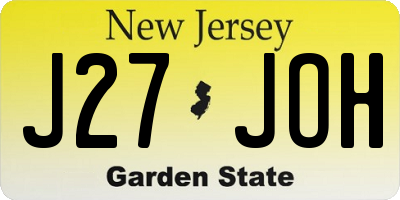NJ license plate J27JOH