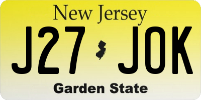 NJ license plate J27JOK