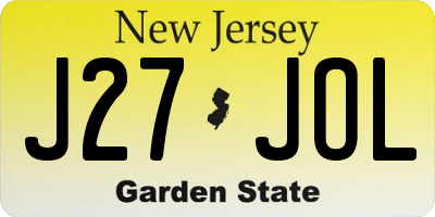 NJ license plate J27JOL
