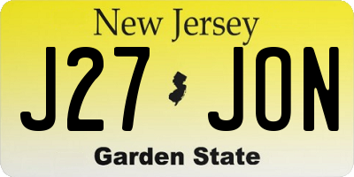 NJ license plate J27JON