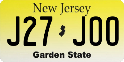 NJ license plate J27JOO