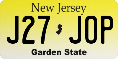NJ license plate J27JOP