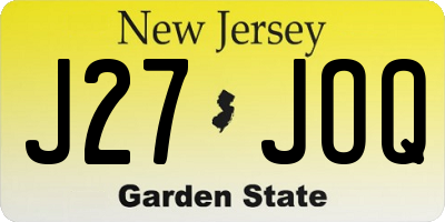NJ license plate J27JOQ