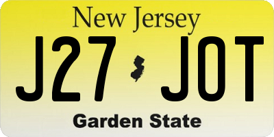 NJ license plate J27JOT