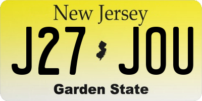 NJ license plate J27JOU