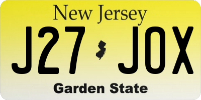 NJ license plate J27JOX