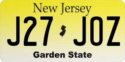 NJ license plate J27JOZ