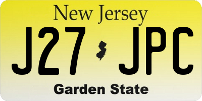 NJ license plate J27JPC