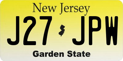 NJ license plate J27JPW