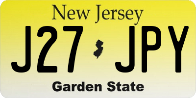 NJ license plate J27JPY