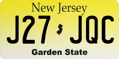 NJ license plate J27JQC