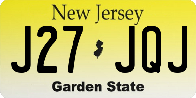 NJ license plate J27JQJ